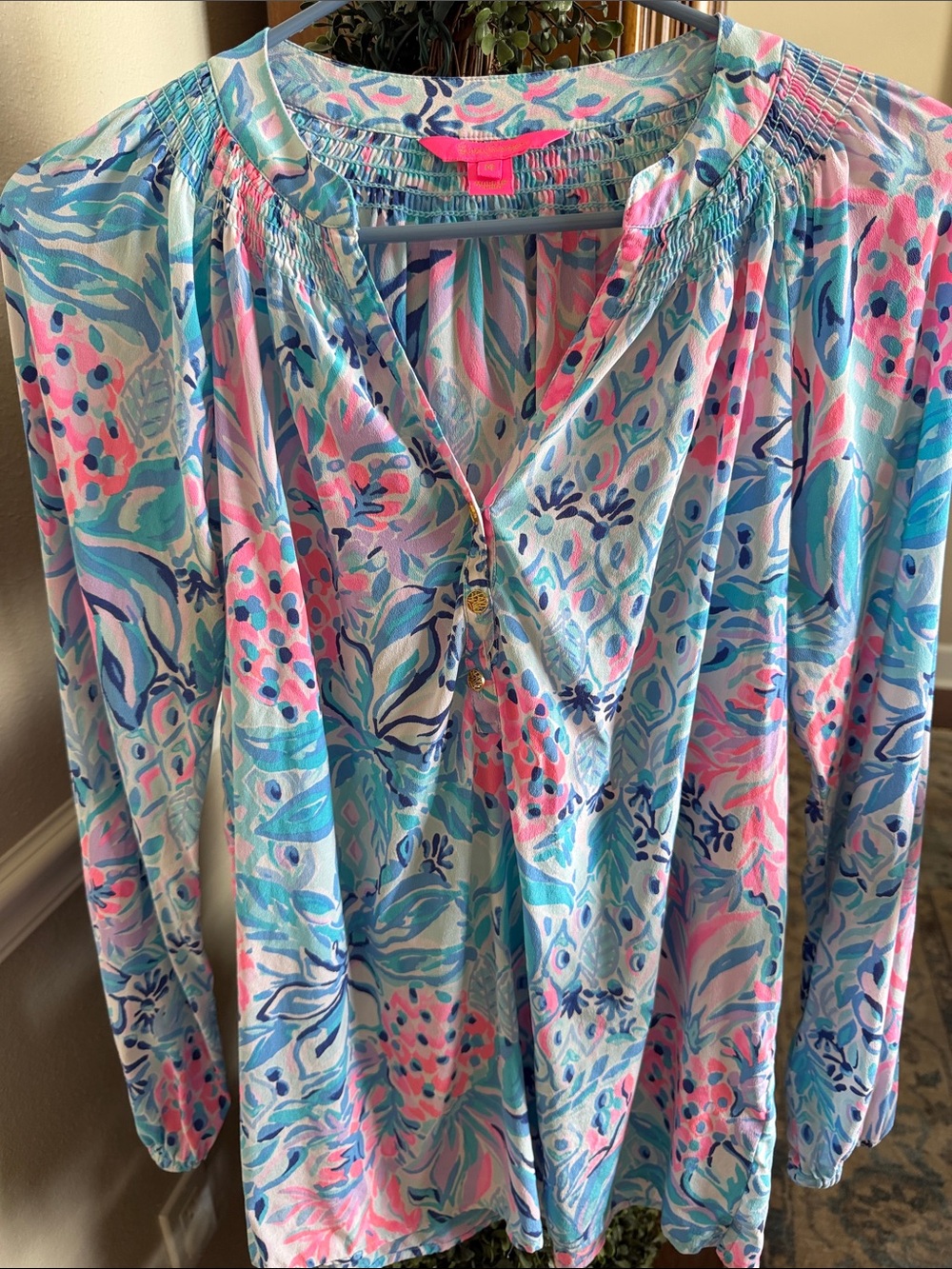 Lilly Pulitzer Long-Sleeve Floral Tunic - Pink & Blue